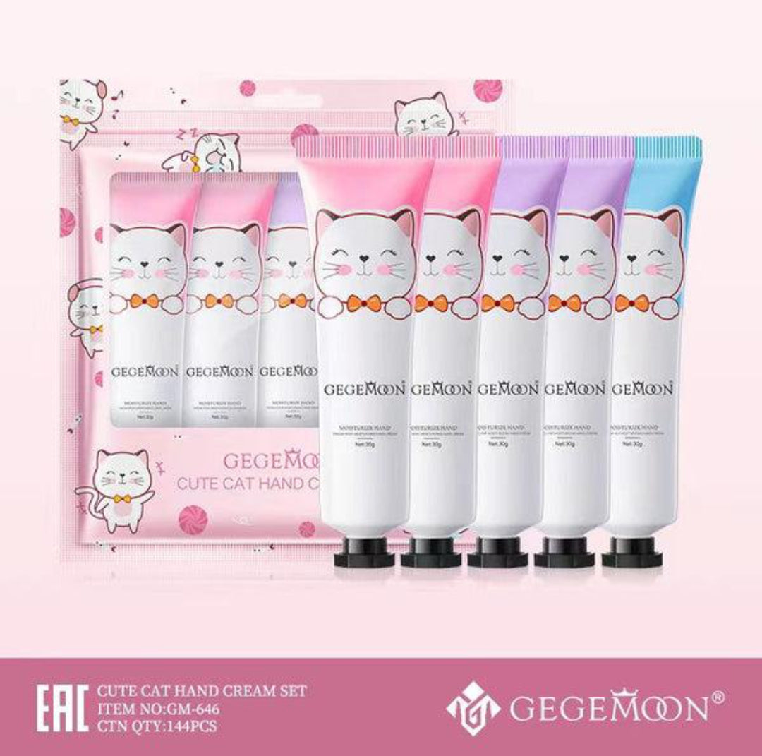 GEGEMOON Cute Cat Hand Cream Set – Moisturizing Portable Hand Cream Kit