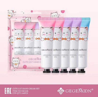 GEGEMOON Cute Cat Hand Cream Set – Moisturizing Portable Hand Cream Kit