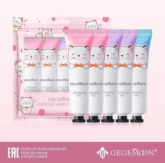 GEGEMOON Cute Cat Hand Cream Set – Moisturizing Portable Hand Cream Kit