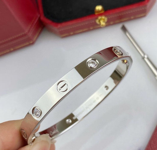 Celestial Inset Crystal Bangle – 18K Gold & Silver Finish