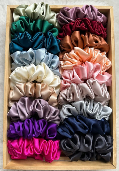 Premium Silk Hair Scrunchies – Soft & Elegant Hair Ties Set