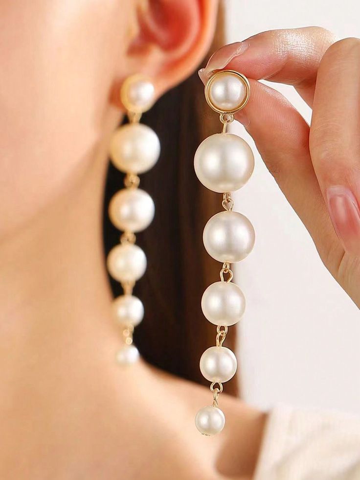 Elegant Pearl Drop Earrings – Multi-Layer Dangle Statement Earrings