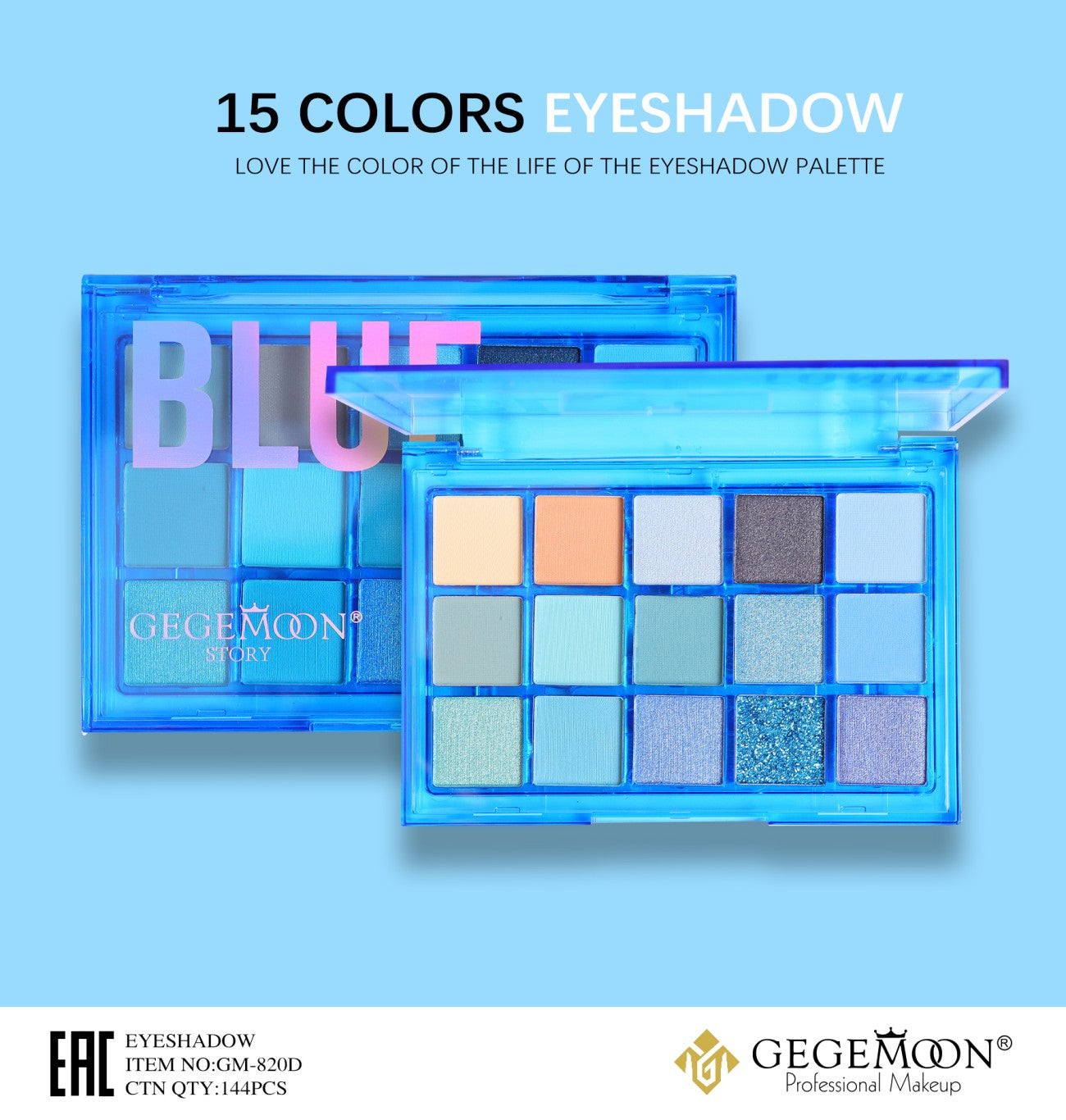 GEGEMOON Story Blue Tonic Eyeshadow Palette - 15 Colors