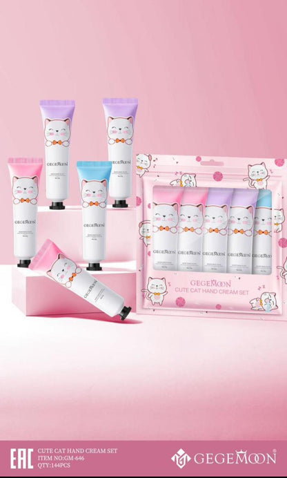 GEGEMOON Cute Cat Hand Cream Set – Moisturizing Portable Hand Cream Kit