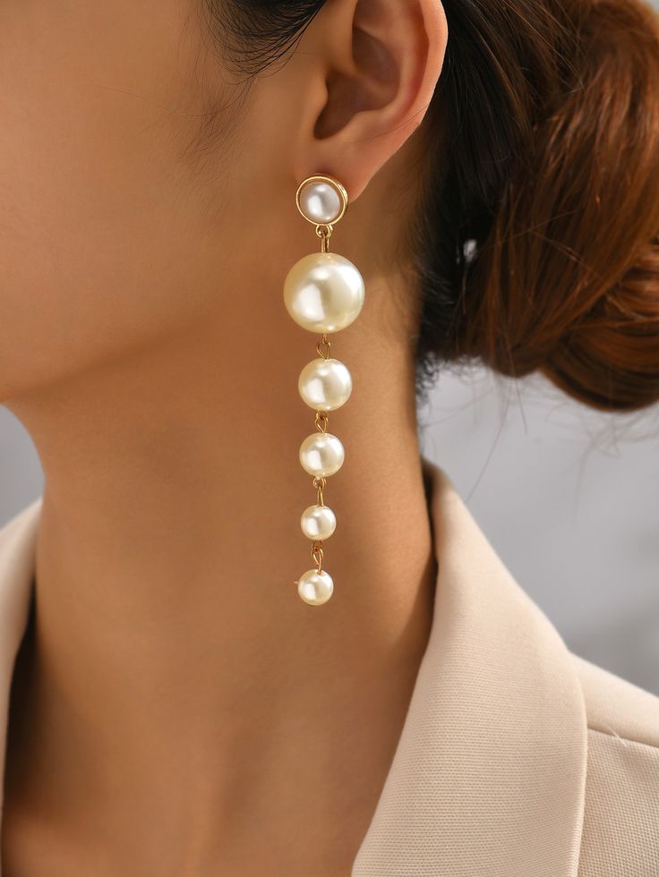 Elegant Pearl Drop Earrings – Multi-Layer Dangle Statement Earrings